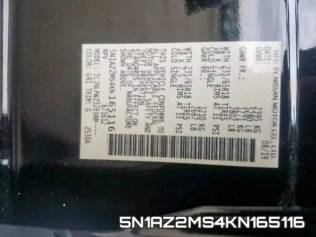 5N1AZ2MS4KN165116 фото 2