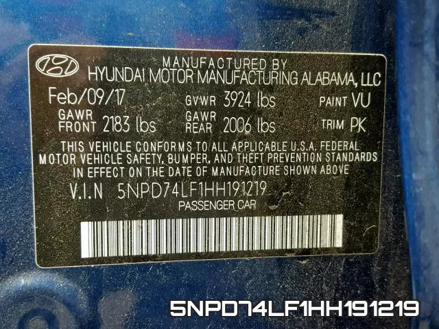 5NPD74LF1HH191219 фото 2