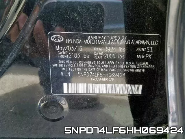 5NPD74LF6HH069424 фото 2