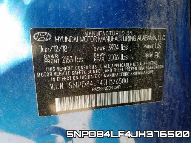 5NPD84LF4JH376500 фото 2