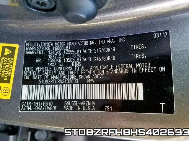 5TDBZRFH8HS402633 фото 2