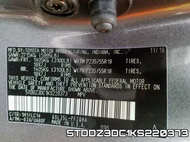 5TDDZ3DC1KS220373 фото 2