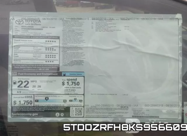 5TDDZRFH8KS956609 фото 6