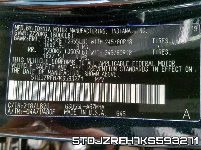 5TDJZRFH7KS593271 фото 2