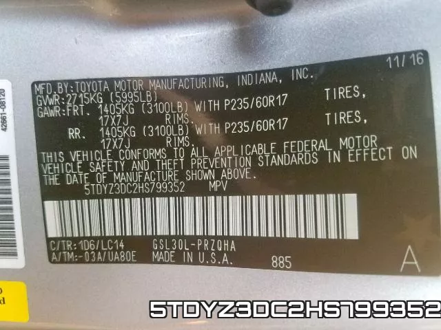 5TDYZ3DC2HS799352 фото 2