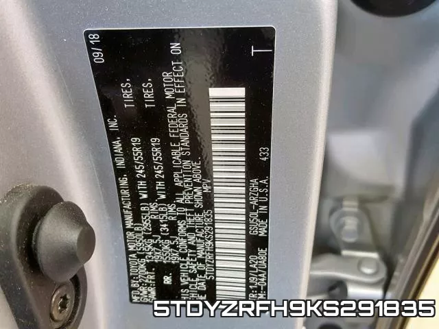 5TDYZRFH9KS291835 фото 2
