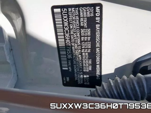 5UXXW3C36H0T79536 фото 2
