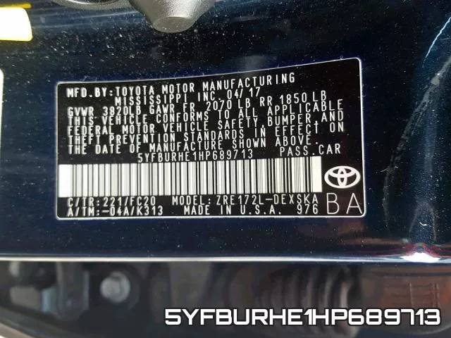 5YFBURHE1HP689713 фото 2