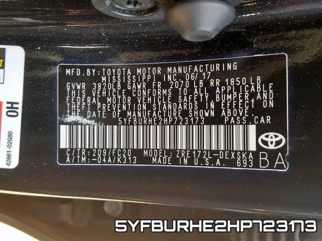 5YFBURHE2HP723173 фото 2