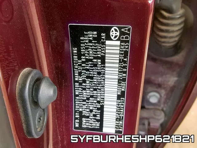 5YFBURHE5HP621821 фото 2