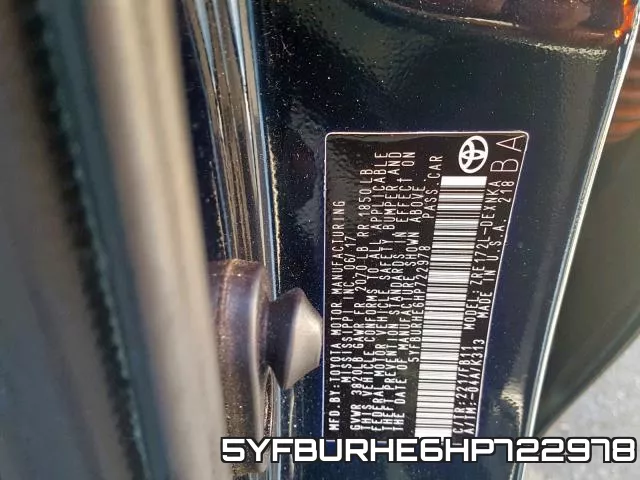 5YFBURHE6HP722978 фото 2