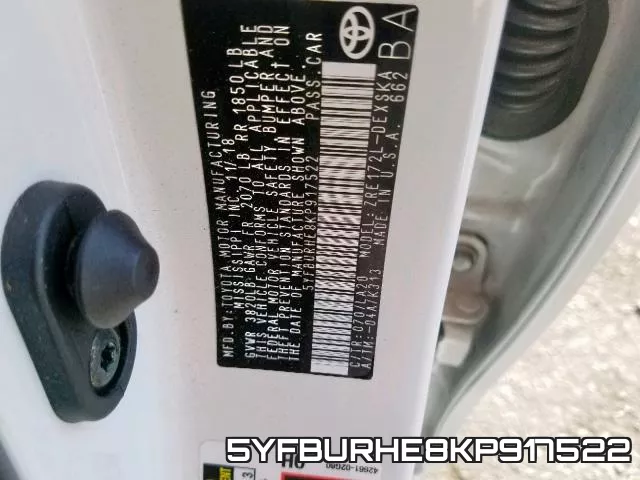 5YFBURHE8KP917522 фото 2