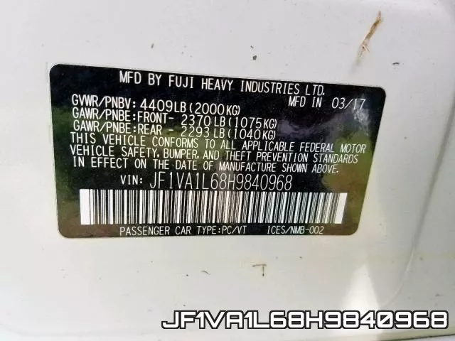 JF1VA1L68H9840968 фото 2