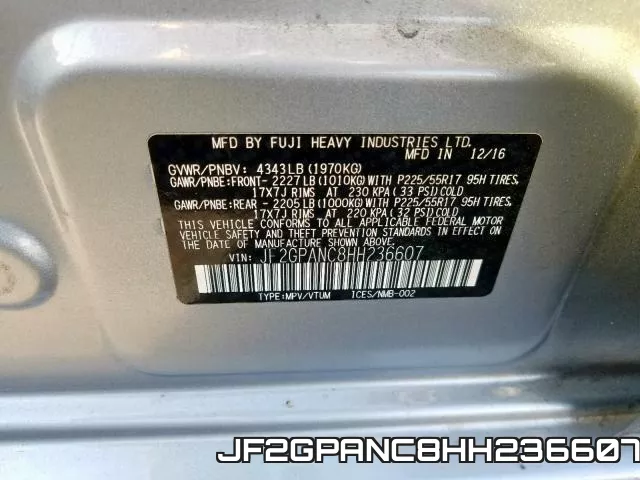 JF2GPANC8HH236607 фото 2