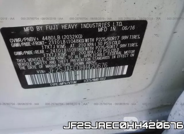 JF2SJAEC0HH420676 фото 10