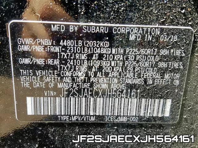 JF2SJAECXJH564161 фото 2