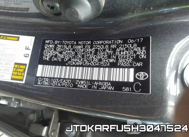 JTDKARFU5H3047524 фото 10
