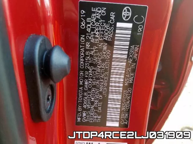 JTDP4RCE2LJ031909 фото 2