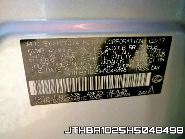 JTHBA1D25H5048498 фото 2