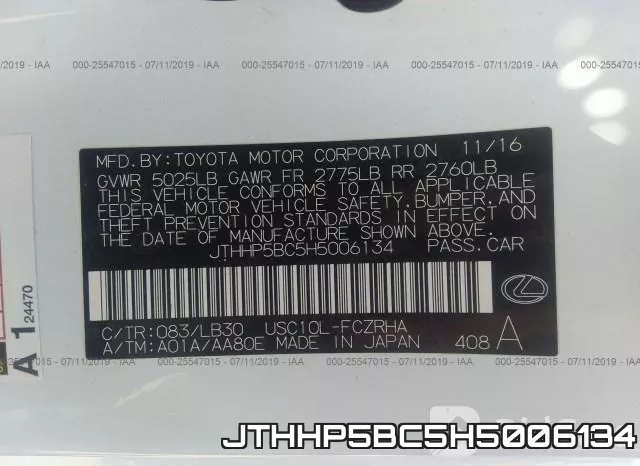 JTHHP5BC5H5006134 фото 10