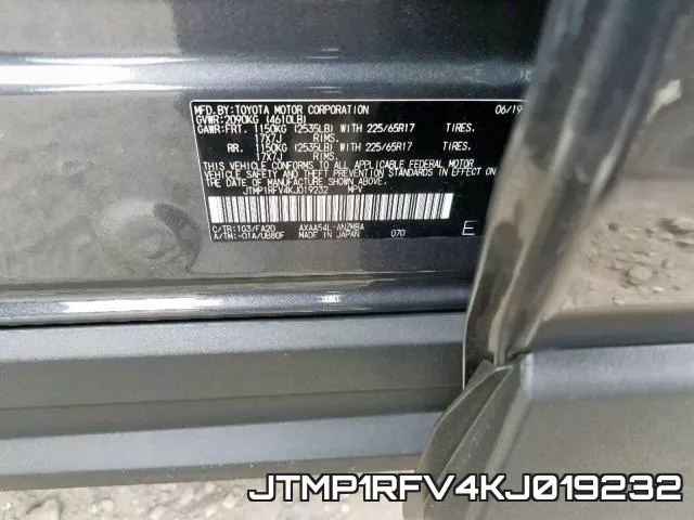 JTMP1RFV4KJ019232 фото 2