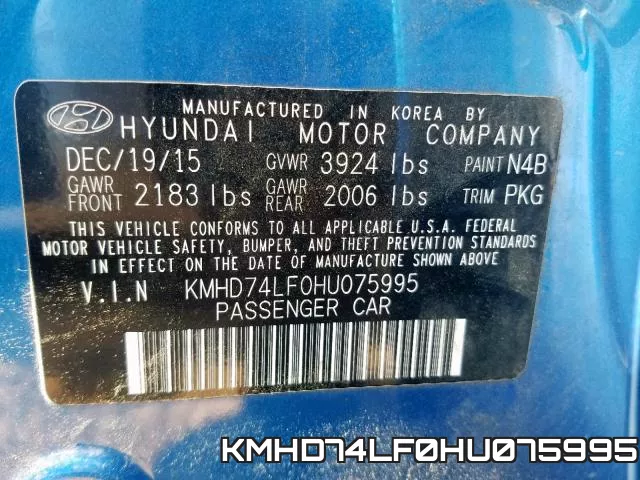 KMHD74LF0HU075995 фото 2