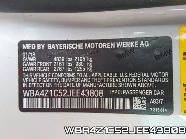 WBA4Z1C52JEE43808 фото 2