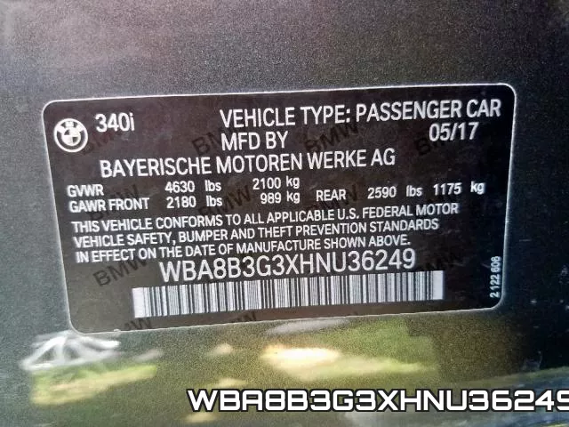 WBA8B3G3XHNU36249 фото 2
