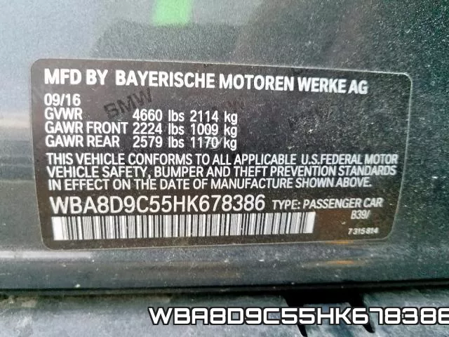 WBA8D9C55HK678386 фото 2
