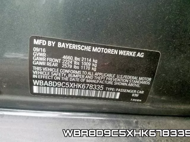 WBA8D9C5XHK678335 фото 2