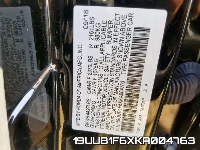 19UUB1F6XKA004763 фото 2