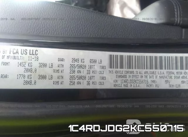 1C4RDJDG2KC550715 фото 10