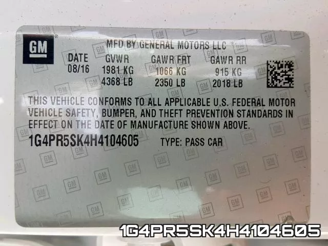 1G4PR5SK4H4104605 фото 2