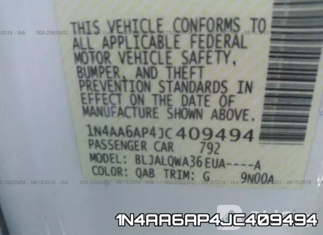 1N4AA6AP4JC409494 фото 8