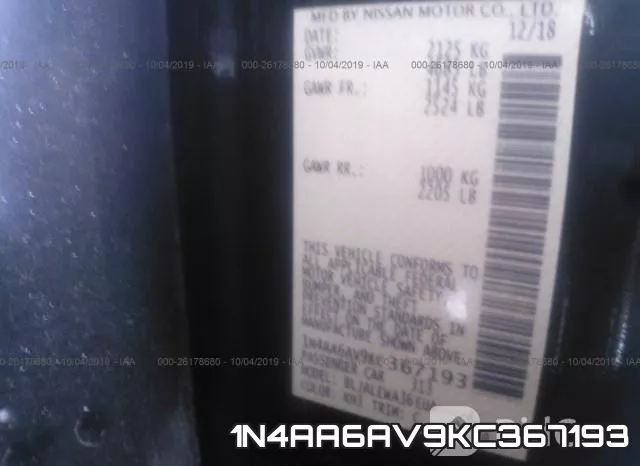 1N4AA6AV9KC367193 фото 10
