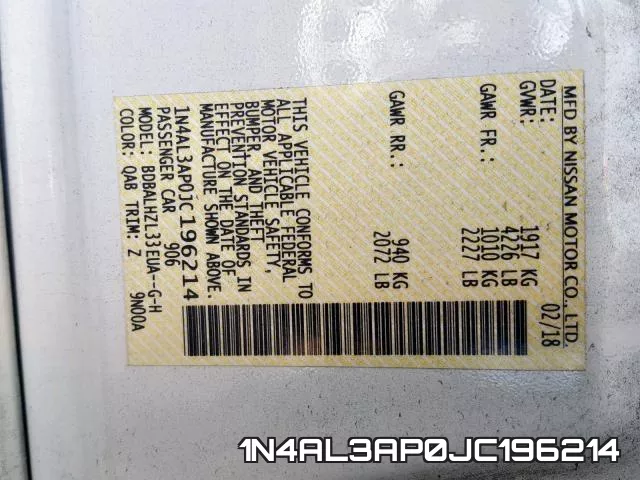 1N4AL3AP0JC196214 фото 2