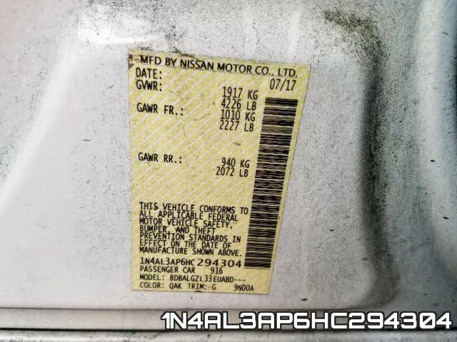 1N4AL3AP6HC294304 фото 2