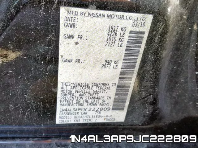 1N4AL3AP9JC222809 фото 2