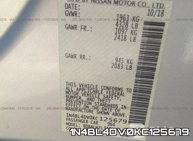 1N4BL4DV0KC125679 фото 9