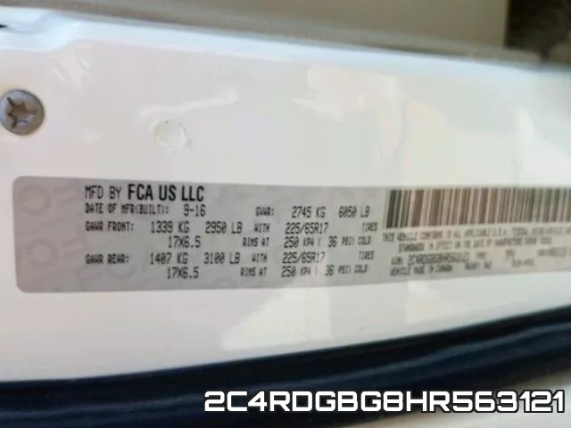 2C4RDGBG8HR563121 фото 2