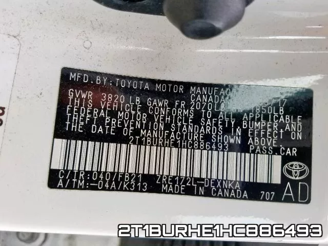 2T1BURHE1HC886493 фото 2