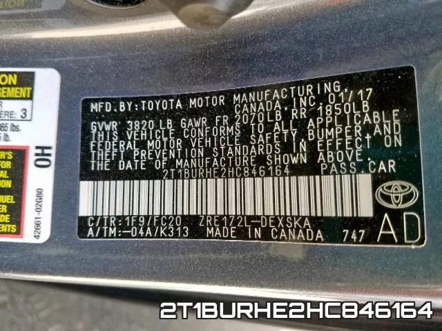 2T1BURHE2HC846164 фото 2