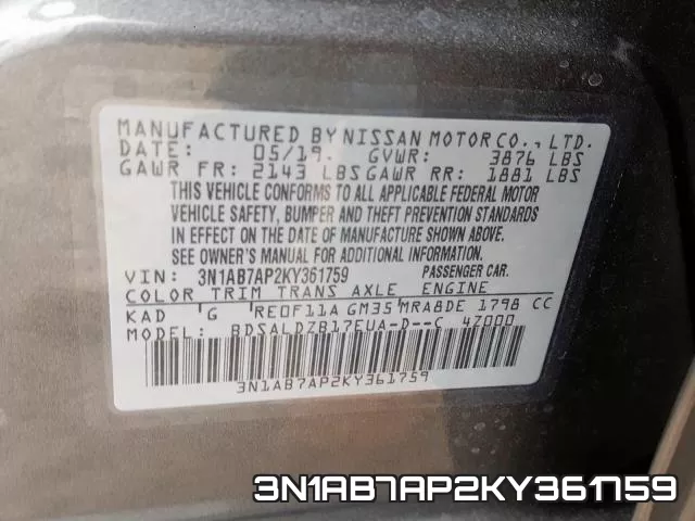 3N1AB7AP2KY361759 фото 2