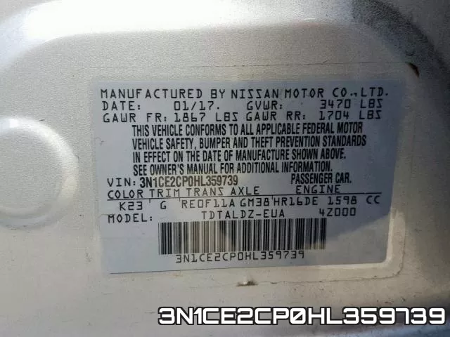 3N1CE2CP0HL359739 фото 2