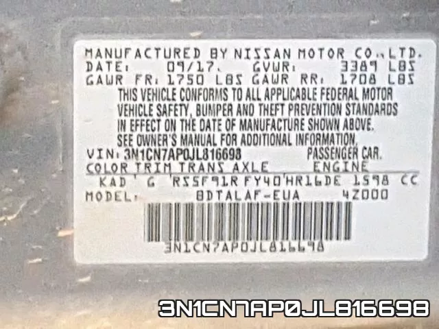 3N1CN7AP0JL816698 фото 2