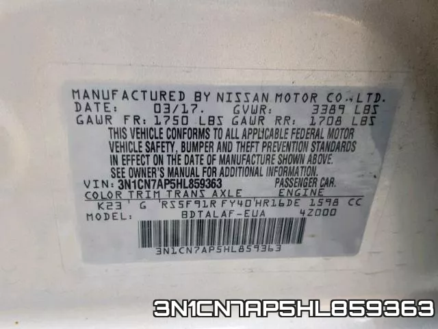 3N1CN7AP5HL859363 фото 2