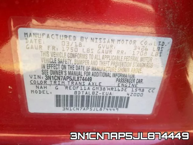3N1CN7AP5JL874449 фото 2