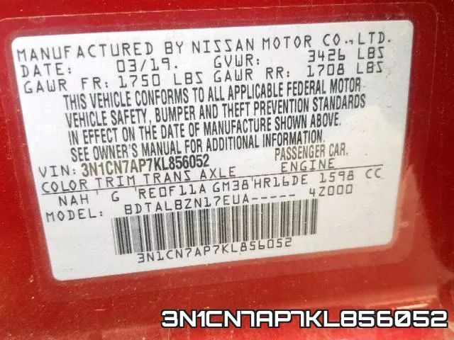 3N1CN7AP7KL856052 фото 2