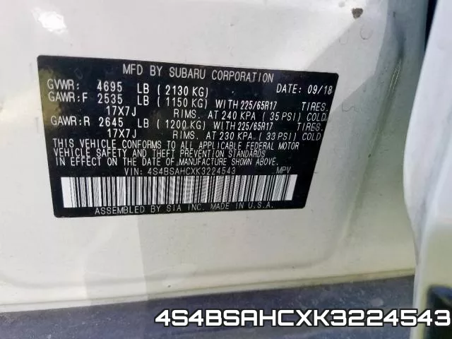 4S4BSAHCXK3224543 фото 2