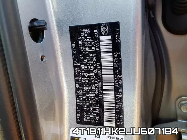 4T1B11HK2JU607184 фото 2